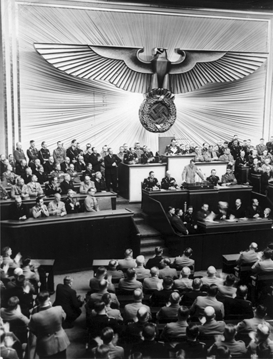 Adolf Hitler makes a speech at the Reichstag